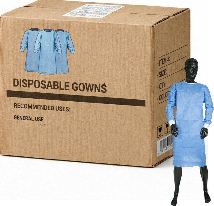 Carton of 50 SMS Disposable Clinical Surgical Sterile Gowns Knitted Elastic Cuff Level 3