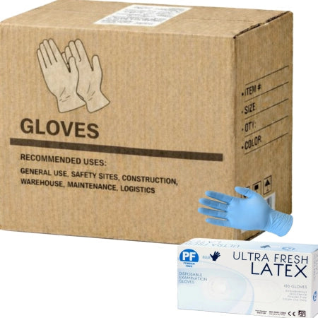 Carton of 1000 pcs Ultra Fresh Blue Clear Gloves Premium Weight Powder Free - Small