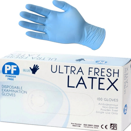 Carton of 1000 pcs Ultra Fresh Blue Clear Gloves Premium Weight Powder Free - Small