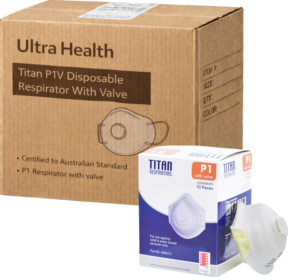Carton of 12 Ultra Health Titan P1V Disposable Respirator With Valve