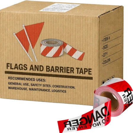 Carton of 20 SD Barrier Tape Danger Red & White 100mm