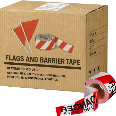 Carton of 20 SD Barrier Tape Danger Do Not Enter Red & White 100mm