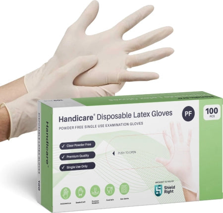 Handicare Latex Gloves Disposable Powder Free Box of 100