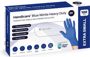 HandiCare Blue Nitrile Heavy Duty Exam Gloves Powder Free Box of 100 - Extra