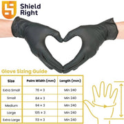 Carton of 1000pcs Shield Right XtraGuard Black Heavy Duty Nitrile Gloves 6g Powder Free