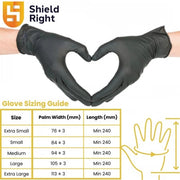 Shield Right Disposable Black Heavy Duty 6g Nitrile XtraGuard Gloves