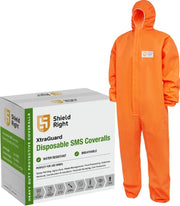 Carton of 50 Shield Right Disposable Coveralls SMS Type 5-6 Orange