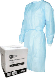 Carton of 50 Shield Right Blue ISO Gown Knitted Cuff Velcro Closure Level 2 - UNI (S, M, L)