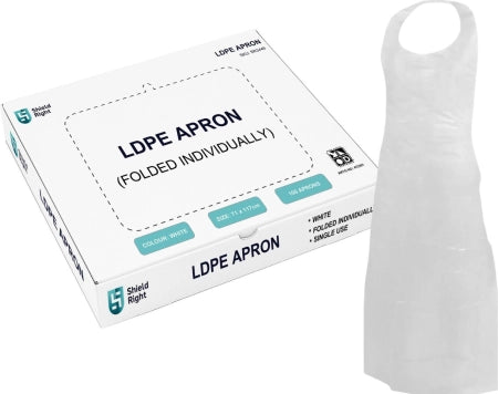 Box of 100 Shield Right White Disposable Aprons Dispenser
