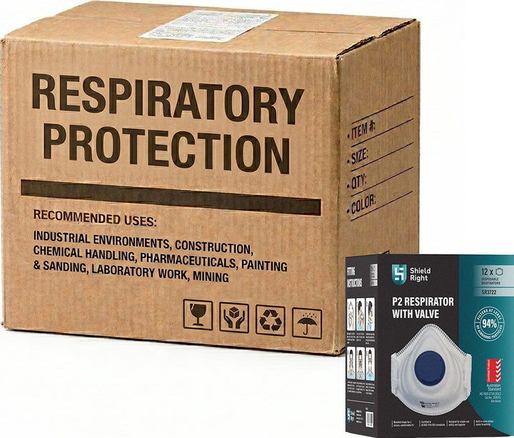 Carton of 20 Packs Shield Right P2 Moulded Disposable Respirator Valved