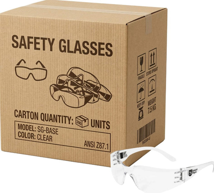 Carton of 300 Shield Right Classic Safety Glasses Clear