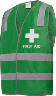 Cartons of 50 Shield Right Hi Vis Reflective First Aid Green Tricot Vest
