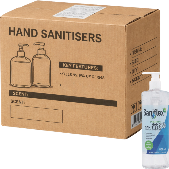 Carton of 20 Saniflex Rinse Free Hand Sanitiser 500ml Bottle With Pump