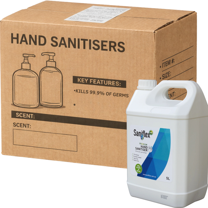 Carton of 3 Saniflex Hand Sanitiser Rinse Free 5L Australian Made