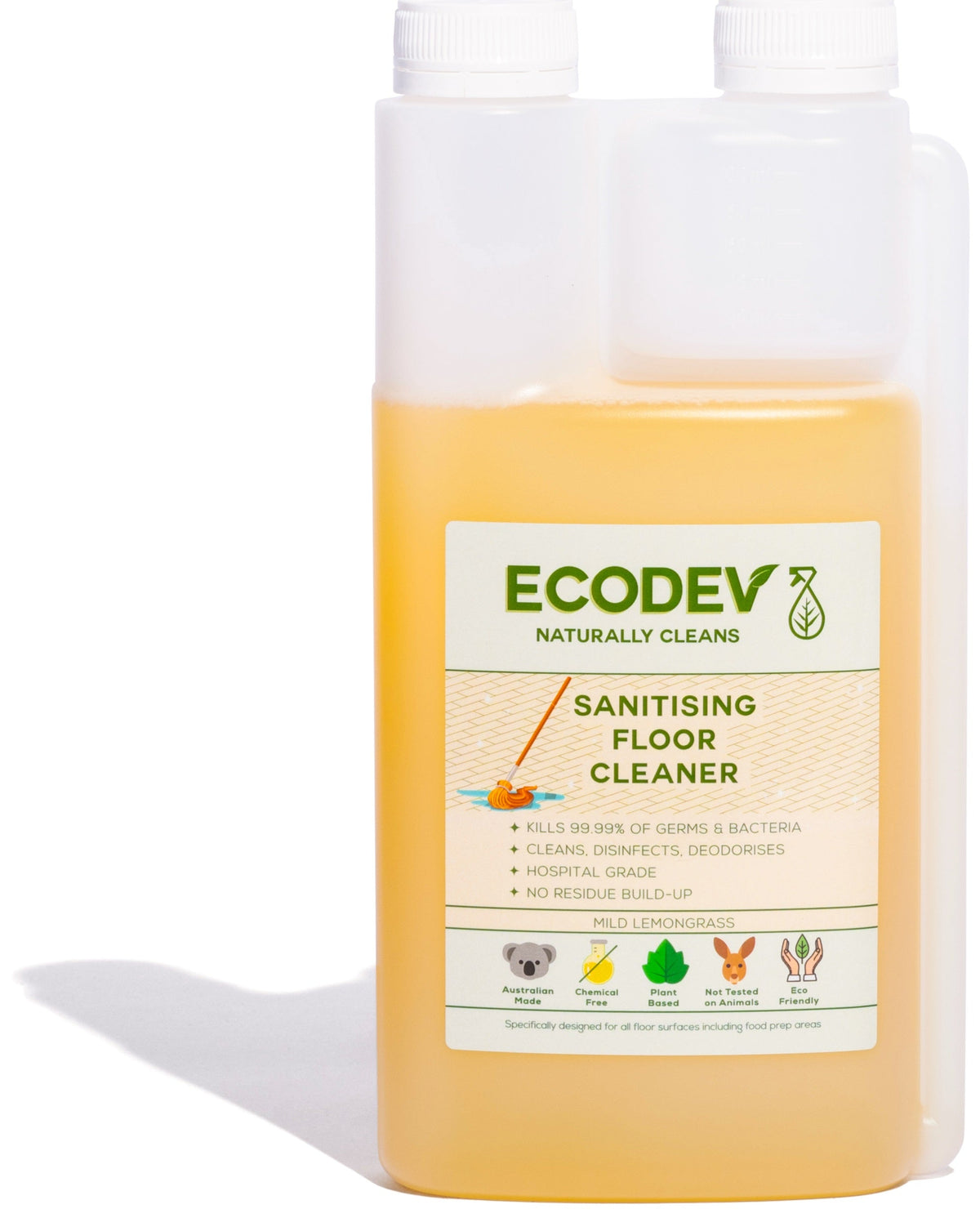 Ecodev Sanitising Floor Cleaner 1 Litre Twin Australian Made Eco-friendly