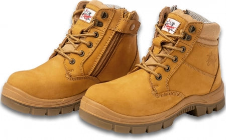 Cougar Sorrento 6-Inch Wheat Nubuck Leather Side Zip Soft Toe Non-Safety Work Boots (Size 4 AUS/UK)