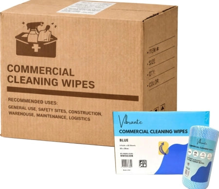 Carton of 6 Vibrante Commercial Cleaning Wipes - Blue - 50 x 30c