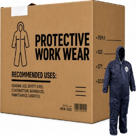Carton of 50 Maxisafe Chemguard Blue SMS Disposable Coverall Type 5/6