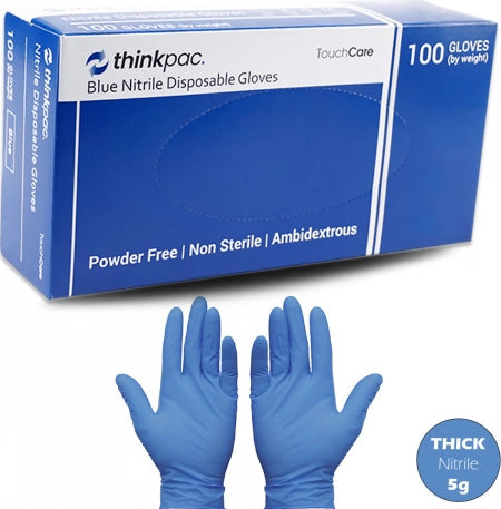 TouchCare Nitrile Disposable Gloves Powder Free 5g Box of 100