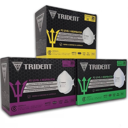 Trident&reg; P2 Level 3 Respirator Face Masks Hospital Grade Regular Extended Length Box/20
