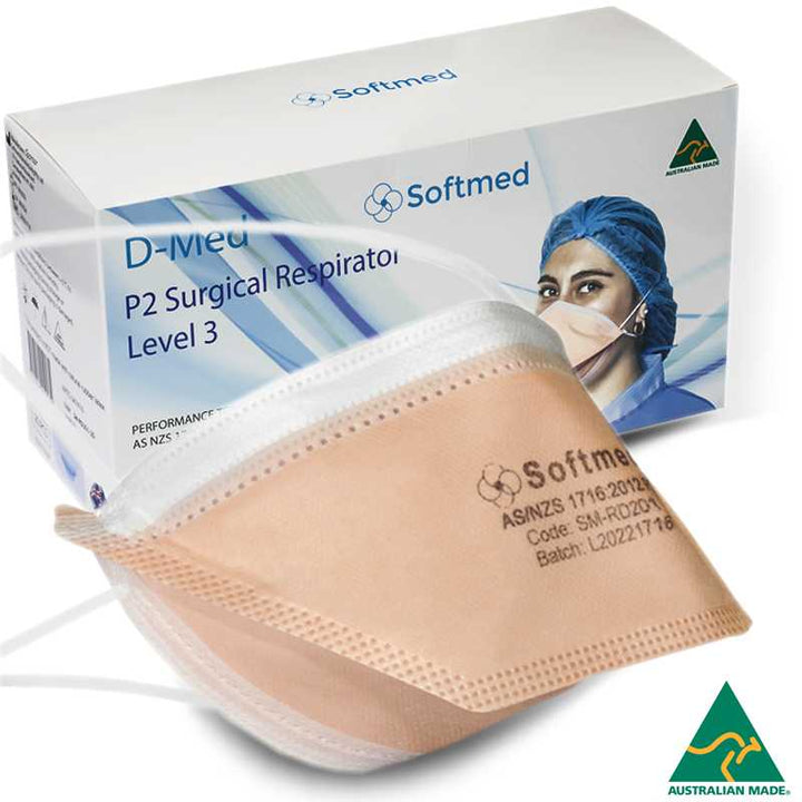 Box of 50 Softmed D-Med N95 FFP2 Health Care Respirator Surgical Mask Anti-fog Level 3 Individually Wrapped **Australian Made**