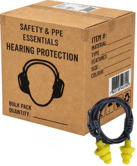 Carton of 10 Ergo Push and Twist Corded Earplugs Reusable 24dB Class 4