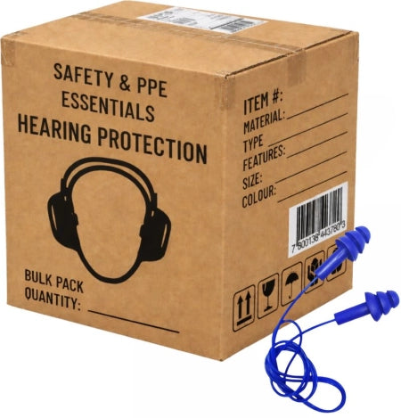 Carton of 10 MaxiPlug Reusable Detectable Corded Earplugs 24dB Class 4