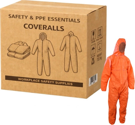 Carton of 50 Maxisafe Orange Polypropylene Coverall Lightweight