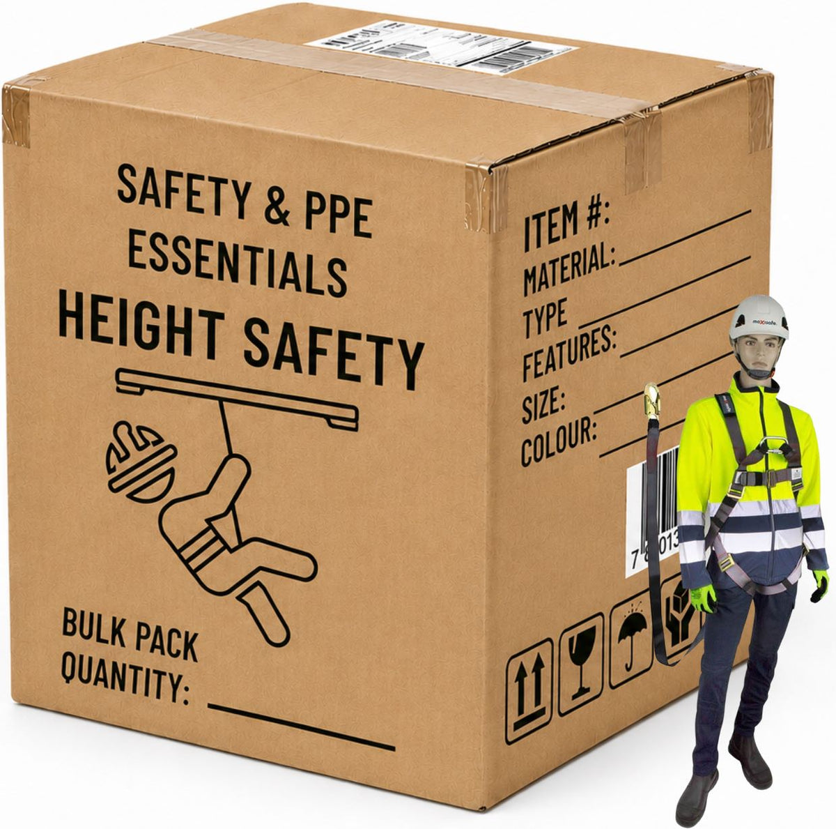 Carton of 5 Packs Maxisafe Full Body Harness with 2m Lanyard and Snap Hook 140kg