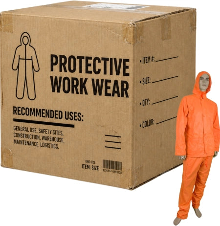 Carton of 10 Maxisafe Orange PVC Rainsuit High Visibility Waterproof