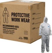 Carton of 25 Maxisafe White Laminated Coverall Breathable Water Repellent