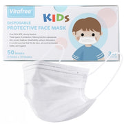 Virafree 3Ply Disposable White Protective Kids Face Mask TGA Approved 50 Pack