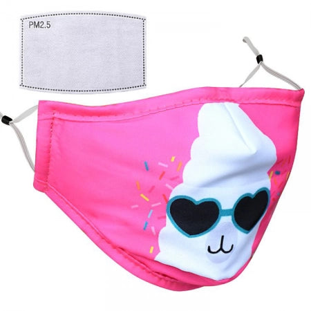 Cotton Reusable Washable Kids Face Mask with Adjustable Ears + 1 Filter PM 2.5 for enhanced Filteration, Safety, Comfort- Heart