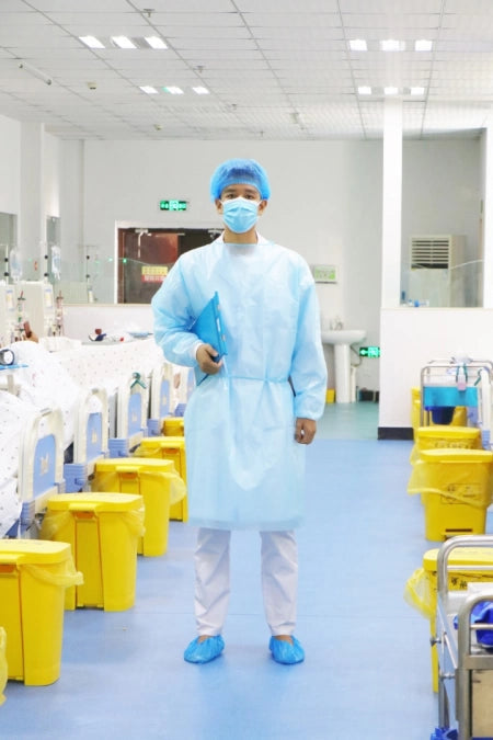 PP/PE Clinical Isolation Gowns Level 4 Medical Knitted Cuff &amp; Velcro Back - UNI (S, M, L)