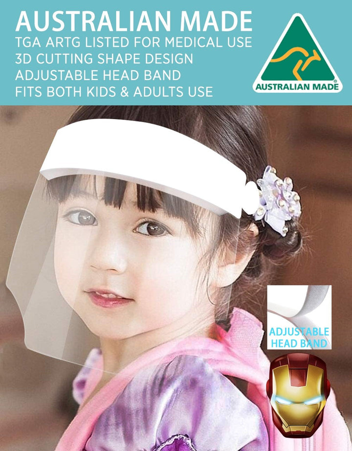 Face Shield Velcro Adjustable Head Band, Comfortable, Covid Safe, Adults & Kids Face Shield