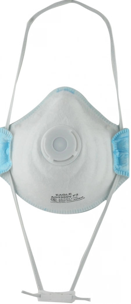 Box of 10 Eagle P2 Valved Conical Face Mask with Straps Moulded AG2200V