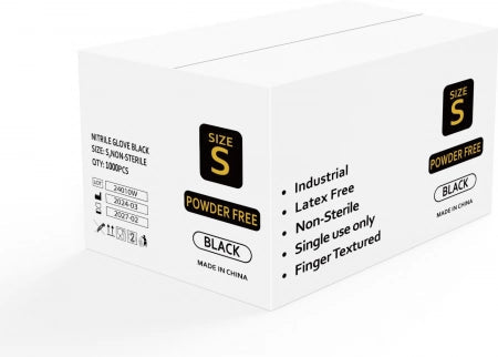 100pcs Delta 6g Industrial Powder Free Black Nitrile Gloves
