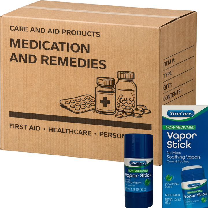 Carton of 18 XtraCare Cooling Vapor Stick Non Medical Solid Balm Menthol Vapors 35g