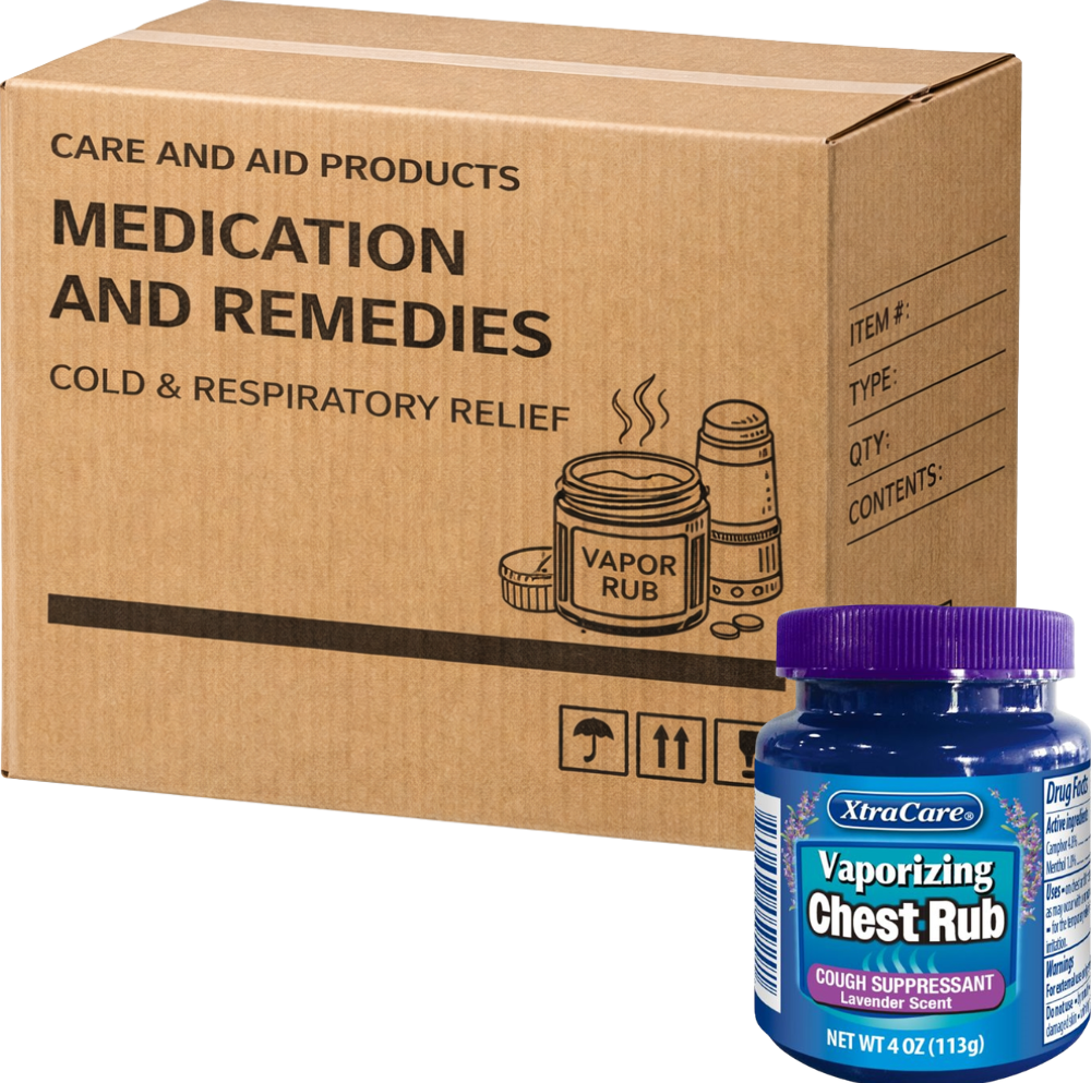 Carton of 24 Xtracare Vaporizing Chest Rub Cough Suppressant Lavender Scent 113g