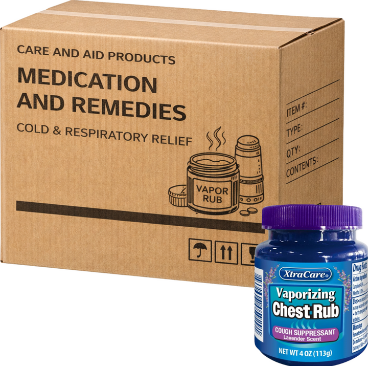 Carton of 24 Xtracare Vaporizing Chest Rub Cough Suppressant Lavender Scent 113g