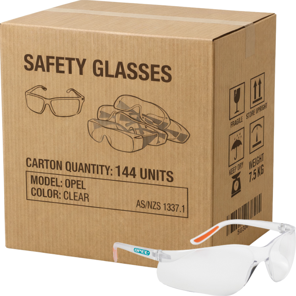 Carton of 144 YSF Opel Clear Safety Glasse