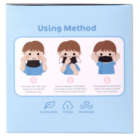 3 Ply Disposable Black Protective Kids Face Mask TGA Approved 50 Pack