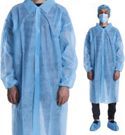 PP Disposable Blue Lab Coats with Velcro Back Non-Sterile
