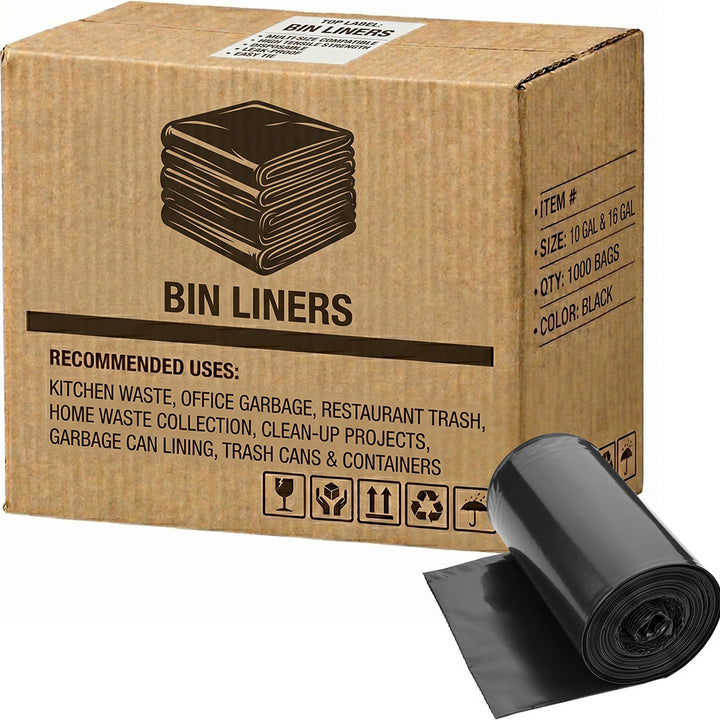 Carton of 1000 Bastion Black 36L Regular Duty Bin Liner