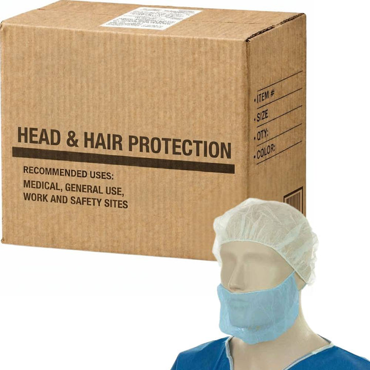Carton of 1000 Blue Polypropylene Beard Cover Double Loop