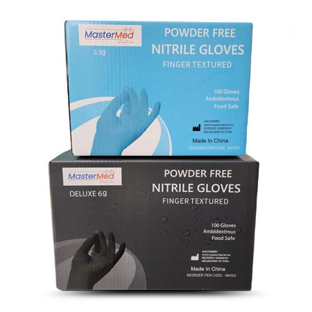 100pcs Mastermed Black Nitrile Gloves Powder Free 6g Heavy Duty - SMALL (Shield Right  SR1361 may be sent if Mastermed is unavailable)