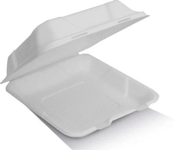 Clamshell Sugarcane 229x229x80mm (~9x9x3in) Carton of 200