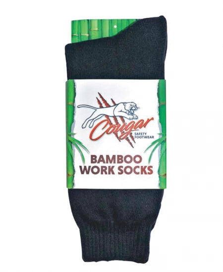 Cougar Bamboo Work Socks Black (Size 6-10)
