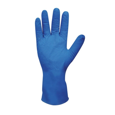 Carton of 500 pcs Bastion Blue Nitrile Diamond Grip Long Cuff Gloves Powder Free 300mm Heavy Duty
