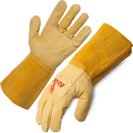 FIREBIRD Cow Grain Extended Leather Cuff Riggers Work Gloves (Medium)